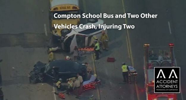 Compton School Bus and Two Other Vehicles Crash, Injuring Two