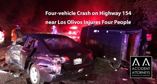 Four-vehicle Crash on Highway 154 near Los Olivos Injures Four People