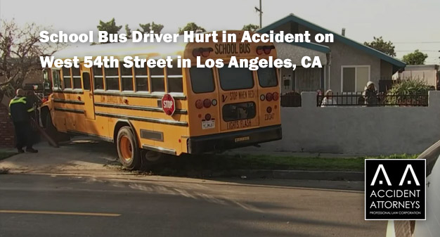 School Bus Driver Hurt in Accident on West 54th Street in Los Angeles, CA