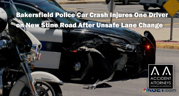 Bakersfield Police Car Crash Injures One Driver on New Stine Road After Unsafe Lane Change