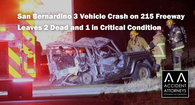 San Bernardino 3 Vehicle Crash on 215 Freeway Leaves 2 Dead and 1 in Critical Condition