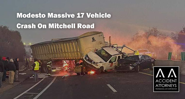Modesto Massive 17 Vehicle Crash On Mitchell Road