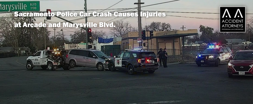 Sacramento Police Car Crash Causes Injuries at Arcade and Marysville Blvd.